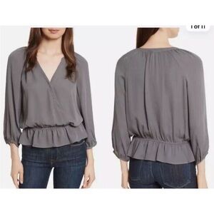 Joie 100% Silk Louvre Surplice Wrap Blouse